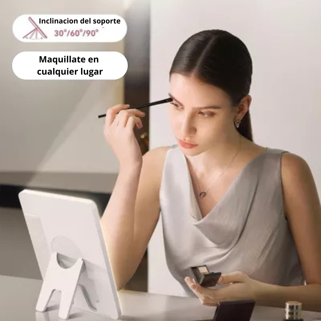 Organizador de maquillaje portátil con espejo LED